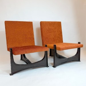 Paul Evans Rare Sculptural Forged Steel Lounge Chairs