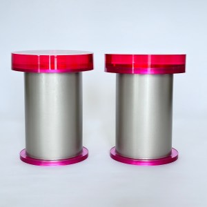 "Lollypop" Pink Resin and Silver Stool